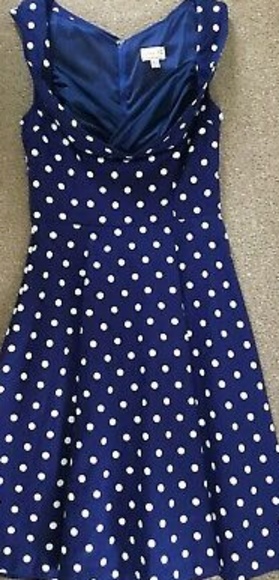 lindy bop blue polka dot dress